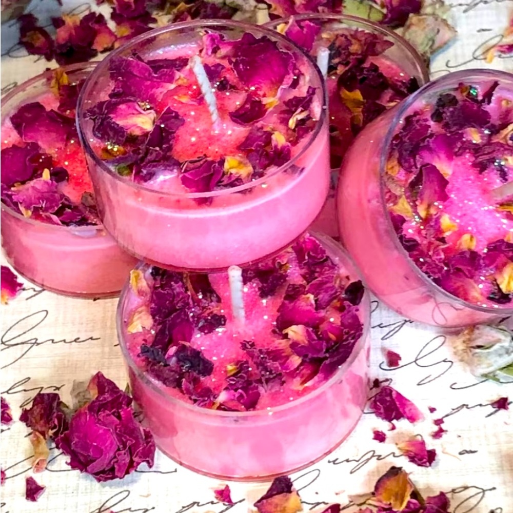 3 pcs Handmade soy crystal intention candle tea lights